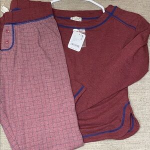 Intimately Free People Pajamas Set “WILD GINGER COMBO” in color wine, size XS